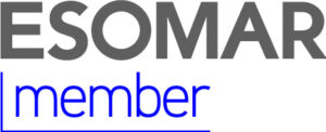 ESOMAR member logo with 'ESOMAR' in bold grey text above 'member' in thin blue text.